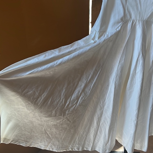 UNIQUE VINTAGE CREAM PARTY DRESS SIZE M 100% COTTON - Picture 4 of 8